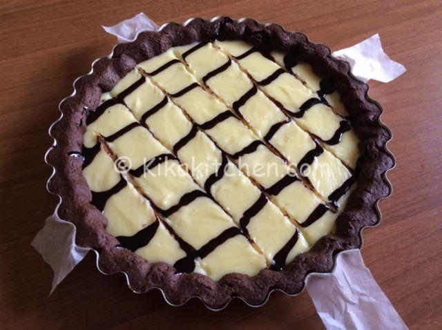 ricetta crostata al cacao con crema al cioccolato bianco