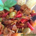 Caponata con peperoni e patate. Ricetta passo passo