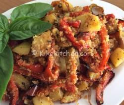 Patate e peperoni gratinati in forno. Ricetta passo passo