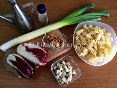 pasta porri radicchio e gorgonzola