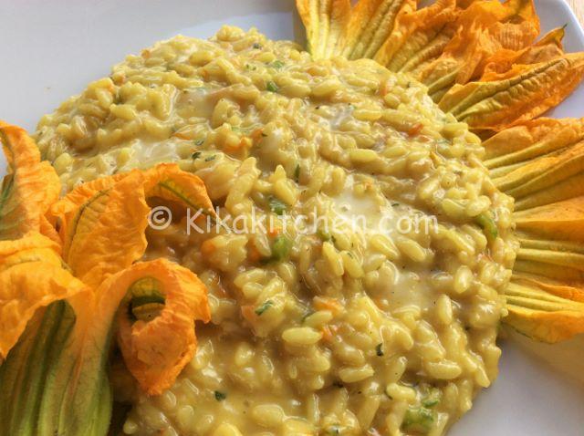 risotto fiori di zucca e asiago e zafferano