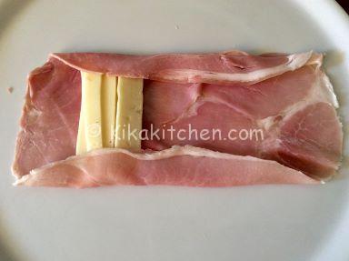 preparazione involtini di prosciutto cotto