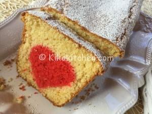Plumcake con cuore rosso o al cacao. Ricetta passo passo