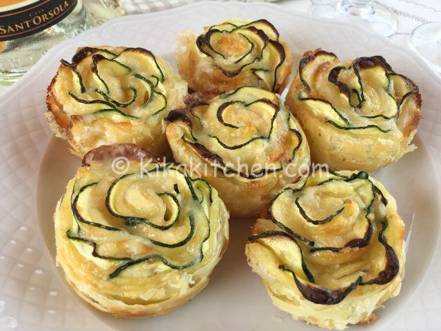 rose di pasta sfoglia con zucchine