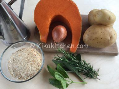 ingredienti zucca e patate gratinate in forno