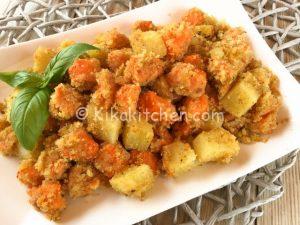 Zucca e patate gratinate in forno. Contorno facile.