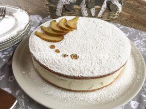 Torta ricotta e pere. Ricetta facile e senza cottura.