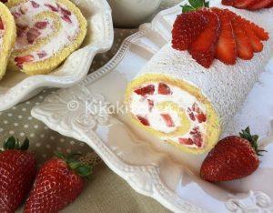 rotolo panna e fragole bimby