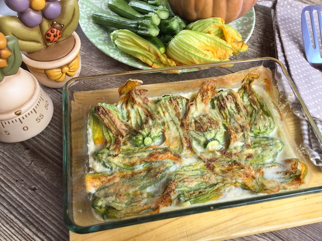 fiori di zucca ripieni al forno