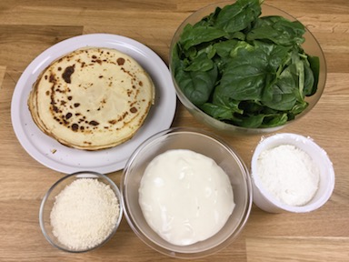 ingredienti crepes ricotta e spinaci